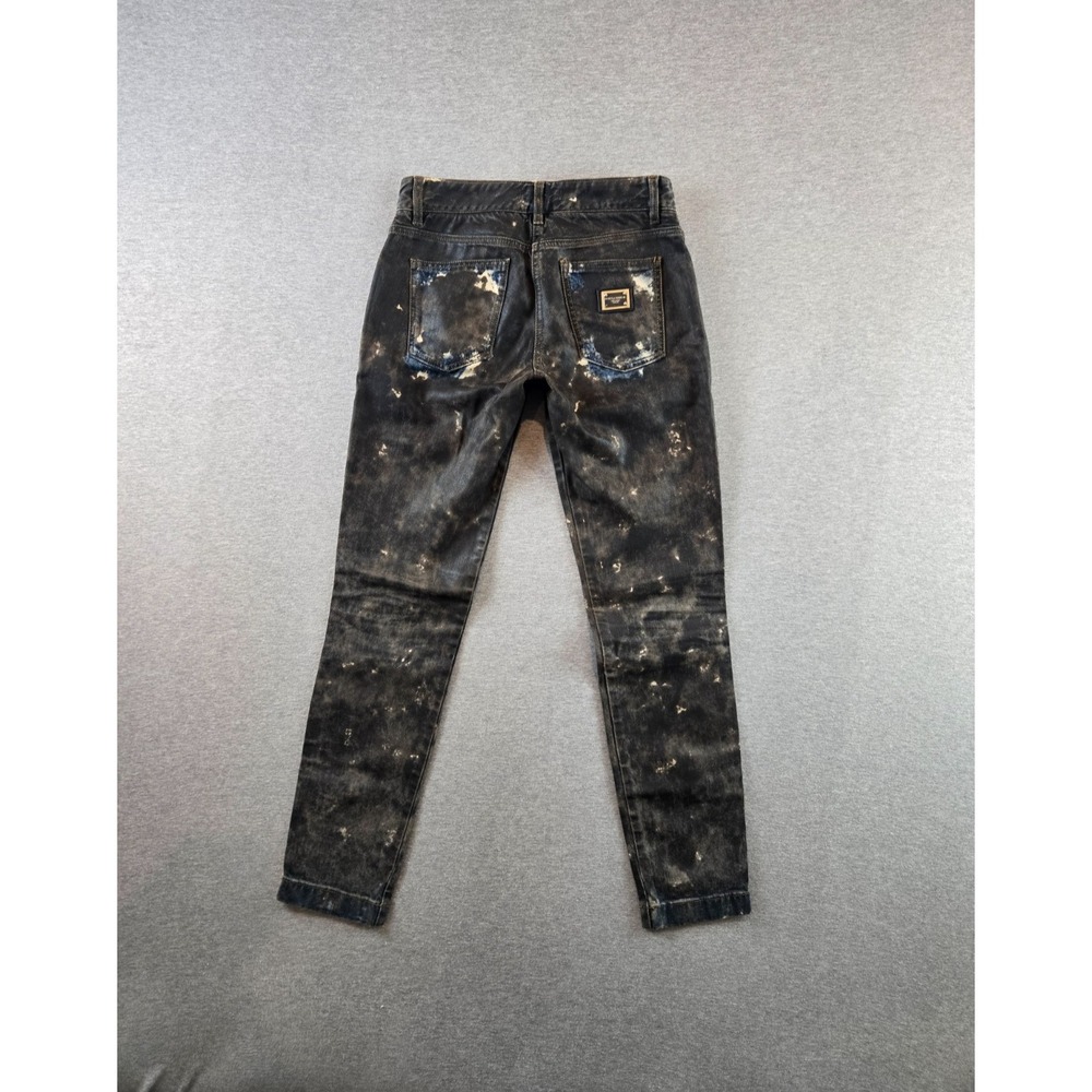 Dolce & Gabbana Jeans Womens 38 28x30 Black Paint Splatter Logo Straight Italy